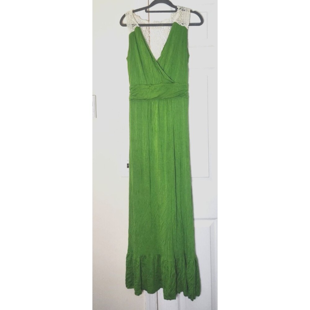A.N.A Clothing Womens Maxi Dress Green  Sleeveless Dresses Crotchet Back Small